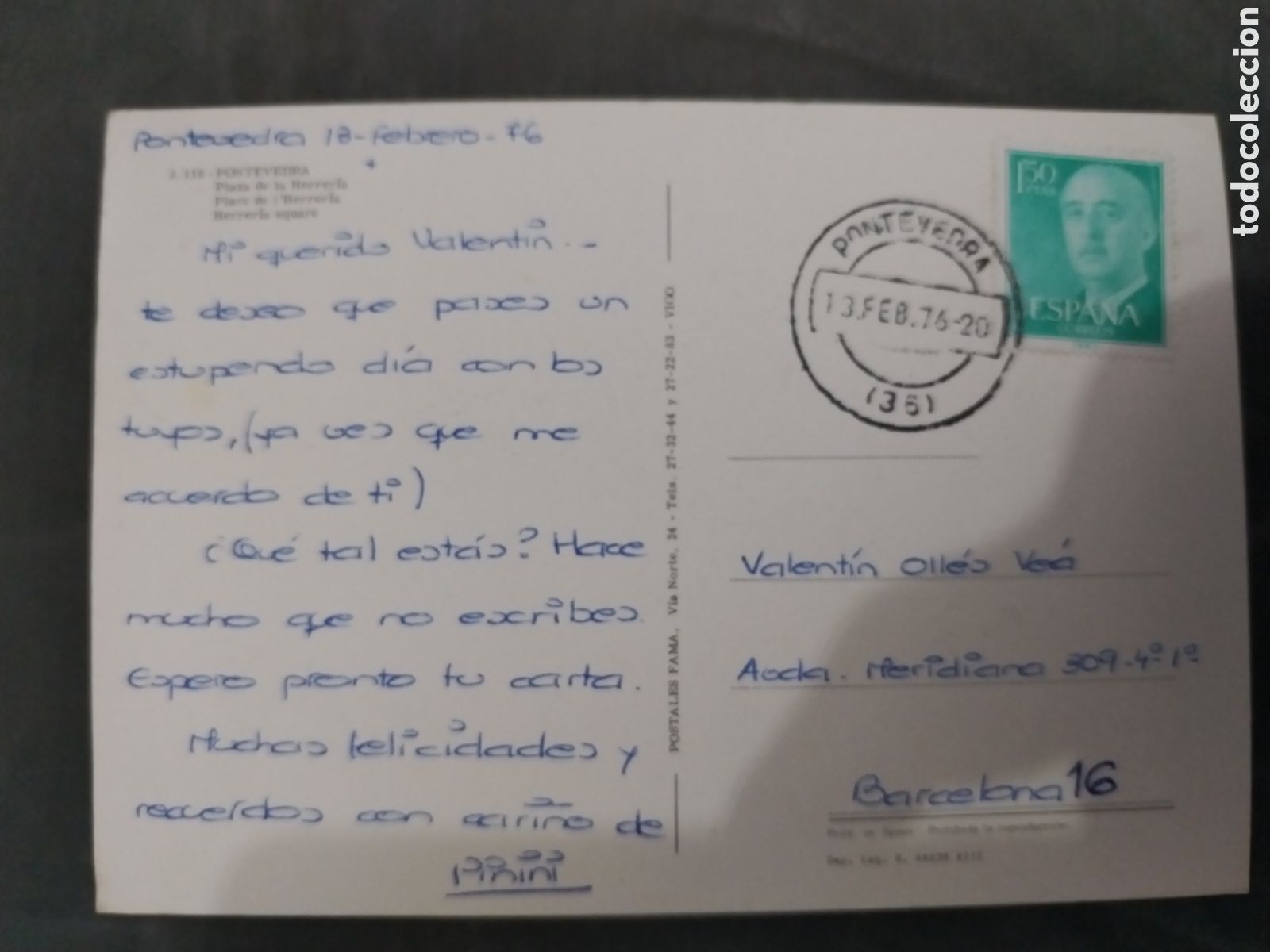 Sellos: TARJETA CON SELLO a&ntilde;o 1976 - Foto 1