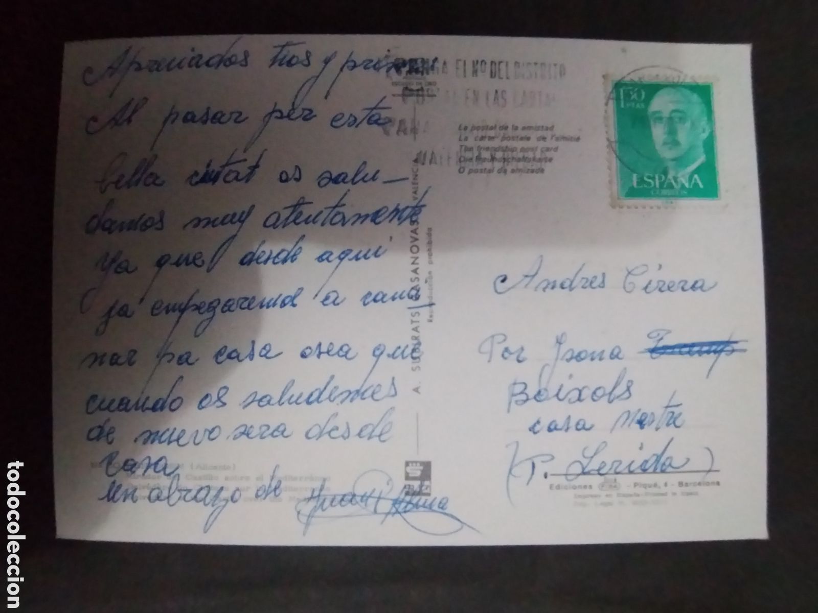 Sellos: POSTAL CON SELLO a&ntilde;o 1972 - Foto 1