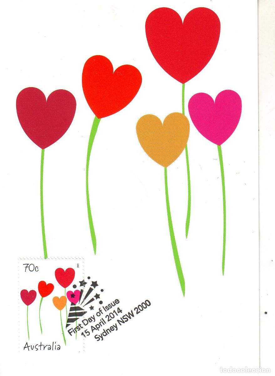Sellos: TARJETA DE AUSTRALIA GLOBOS DE CORAZONES - Foto 1
