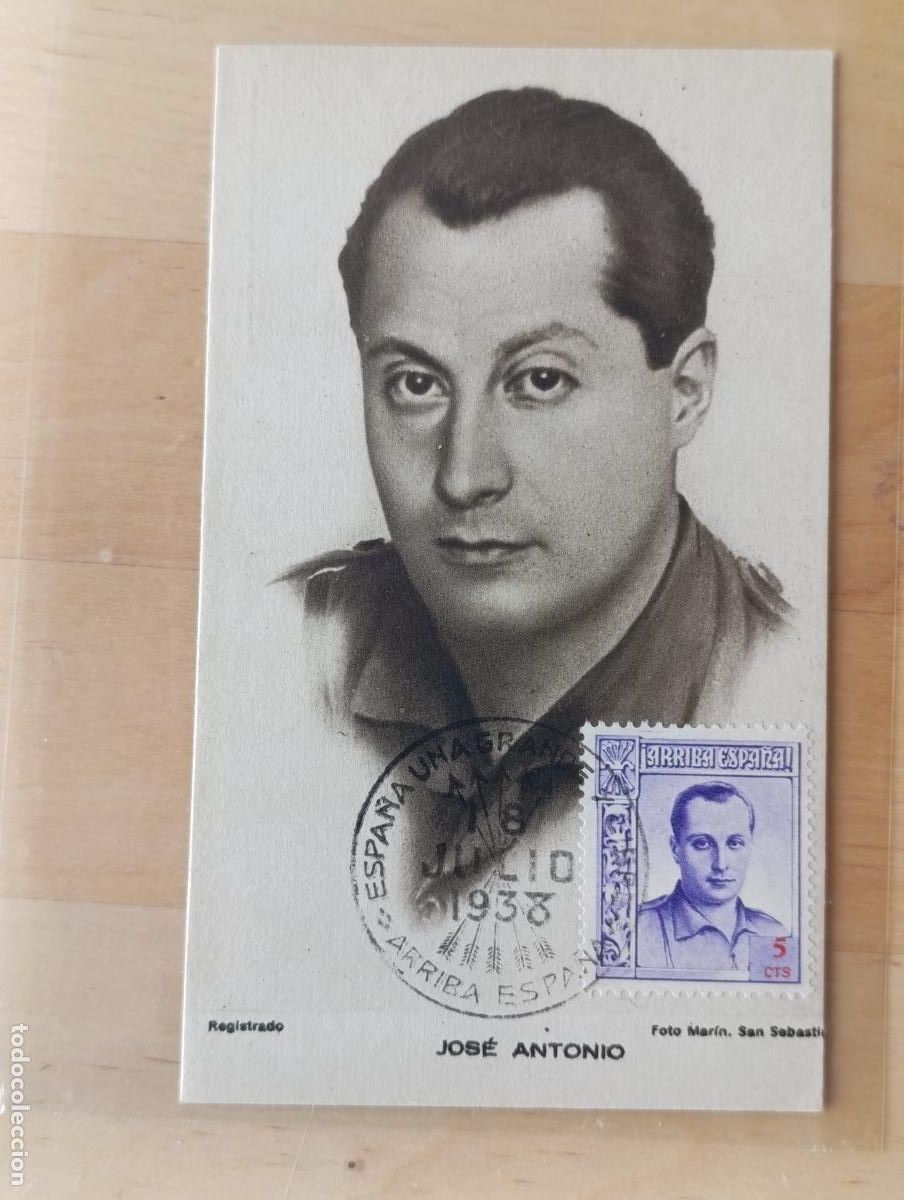 Sellos: Tarjeta POSTAL. JOSE ANTONIO PRIMO DE RIVERA. 1938. - Foto 1