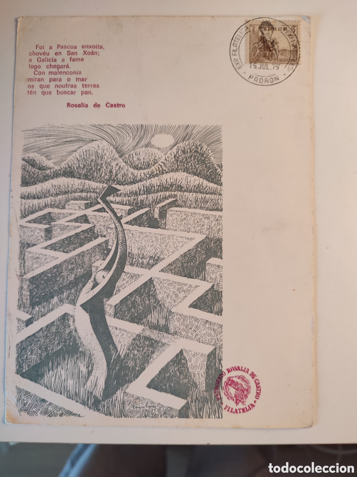 Sellos: Sello Rosal&iacute;a de Castro. A&ntilde;o 1975 - Foto 1