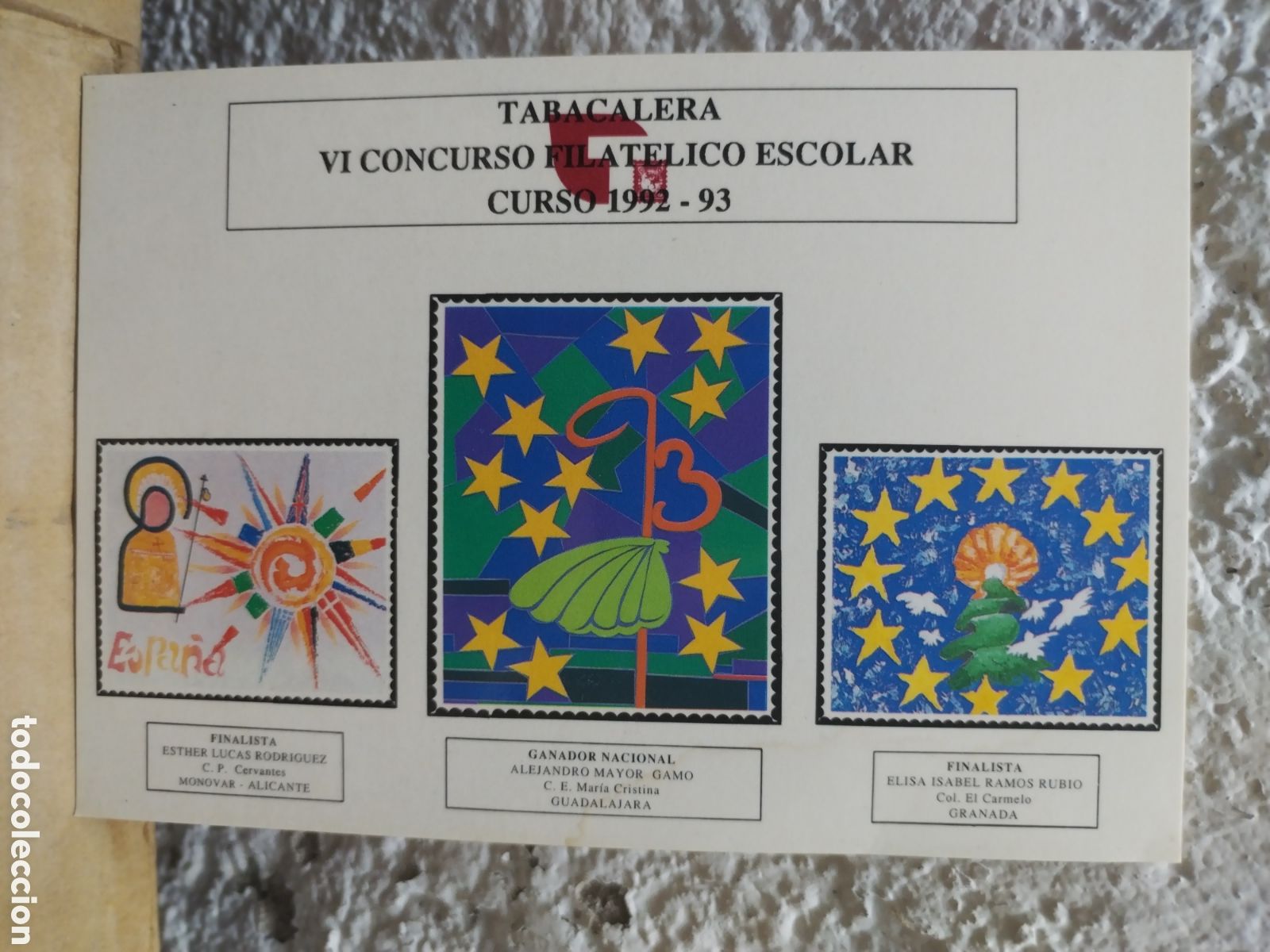 Sellos: CONCURSO FILATELICO ESCOLAR 92-93 - Foto 1