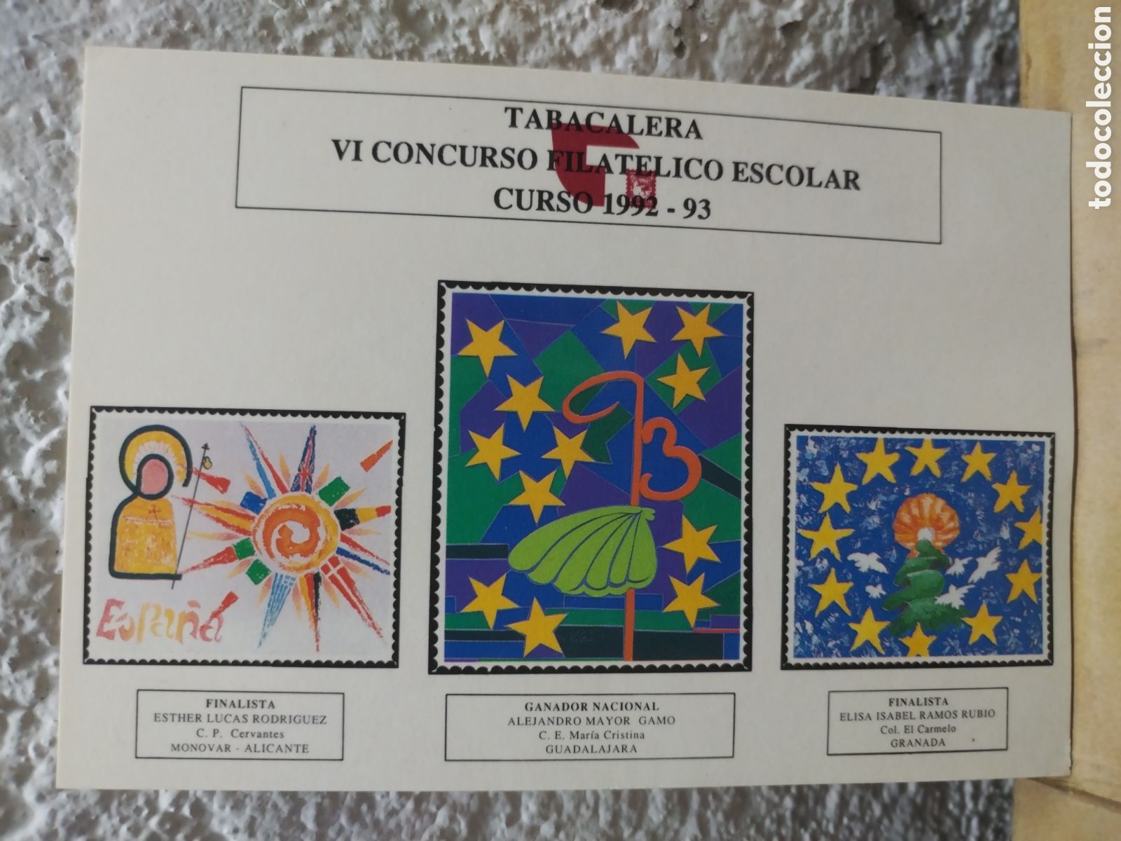 Sellos: CONCURSO FILATELICO ESCOLAR 92-93 - Foto 1