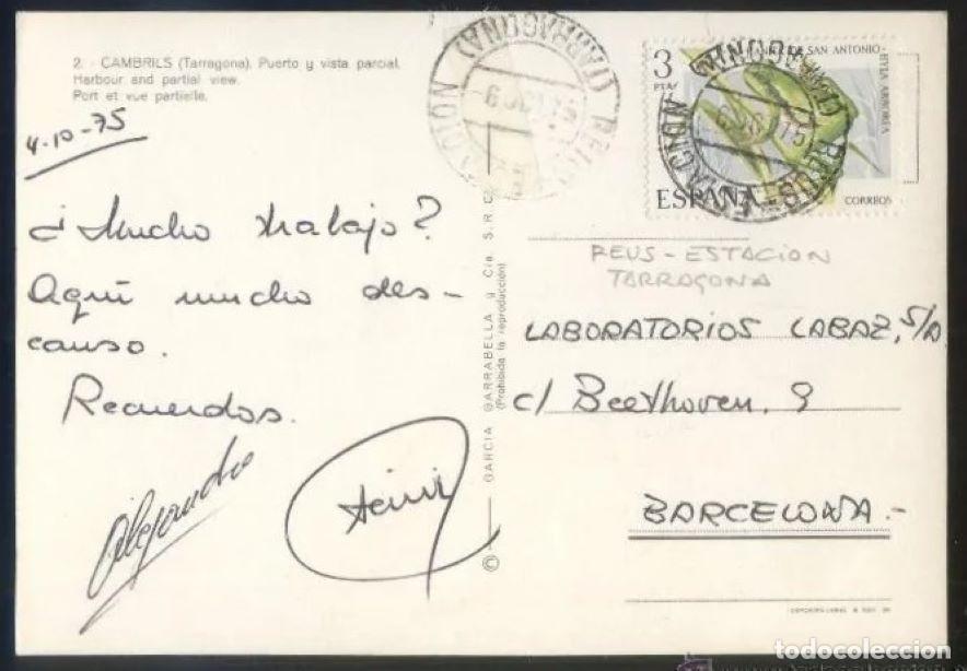 Briefmarken: TP matasellos *Reus- Estaci&oacute;n. Tarragona. 6 Oct. 75*