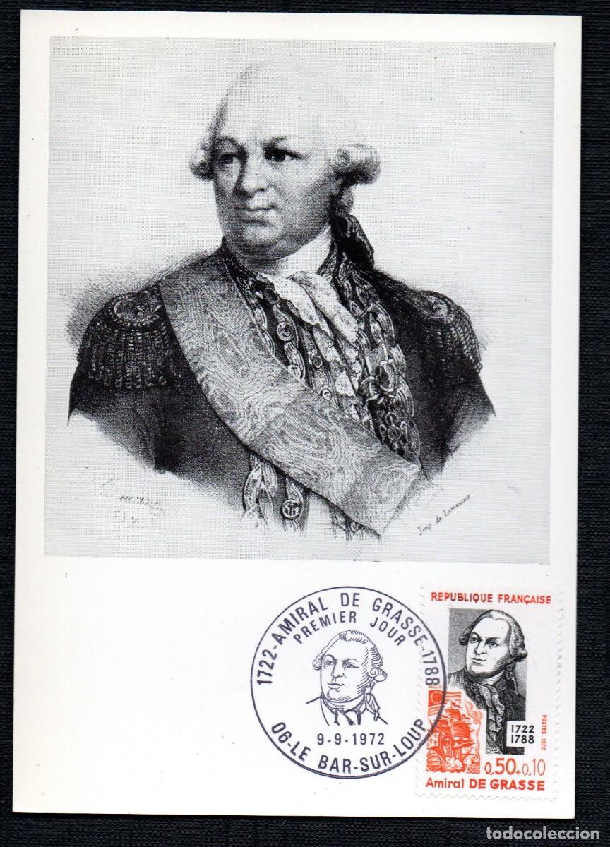 Sellos: FRANCIA. 1972. CARTA M&Aacute;XIMA .COMTE DE GRASSE - Foto 1
