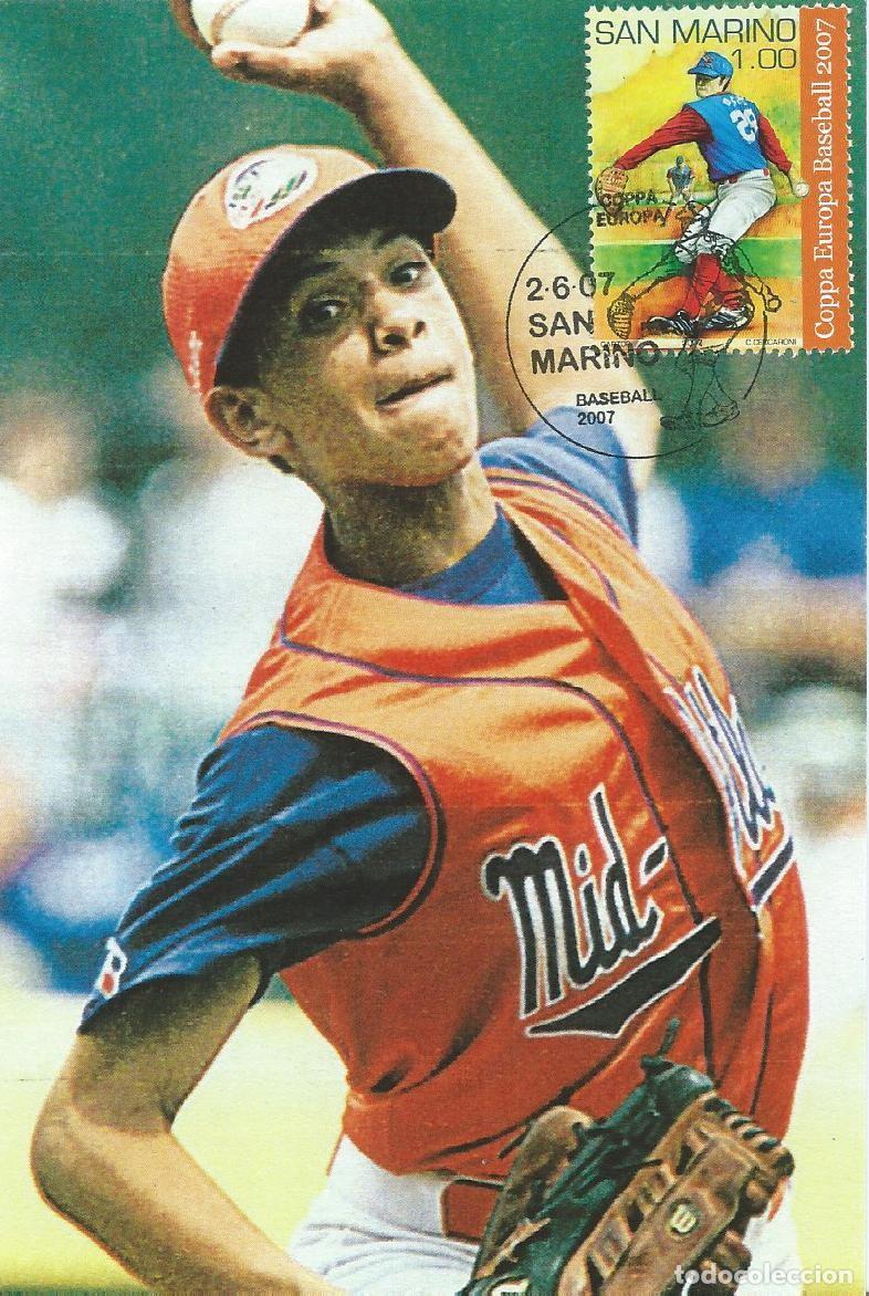 Sellos: 2007. SAN MARINO. M&Aacute;XIMA/MAXIMUM CARD. COPA DE EUROPA DE BEISBOL. BASEBALL. YT 2096. DEPORTES/SPORTS