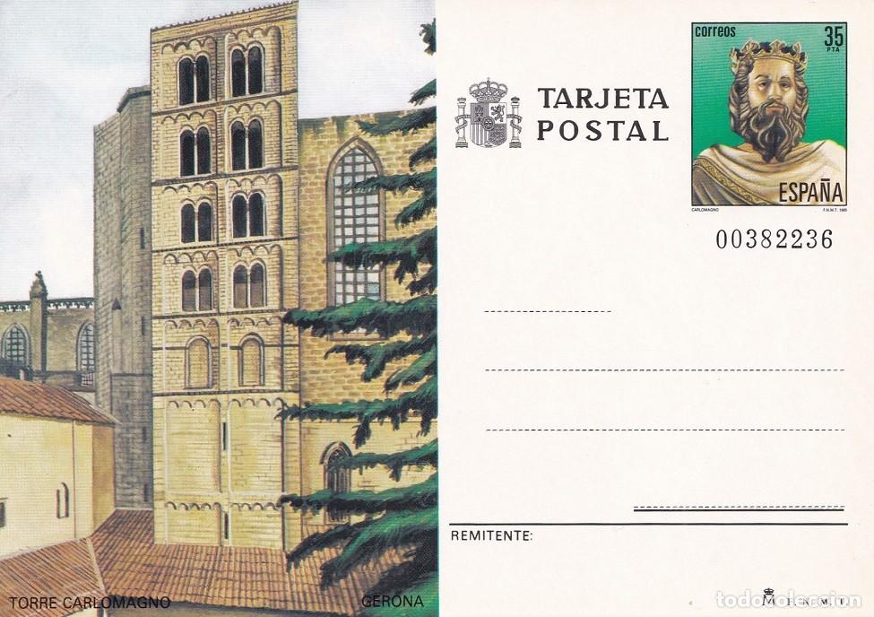 Sellos: Tarjeta Entero Postal - Torre Carlomagno - Gerona Girona - Edifil 140