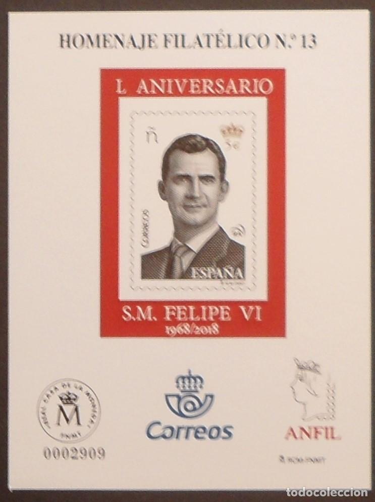 Sellos: 2018-ESPA&Ntilde;A-HOMENAJE FILATELICO N&ordm; 13-S.M.FELIPE VI-1968/2018