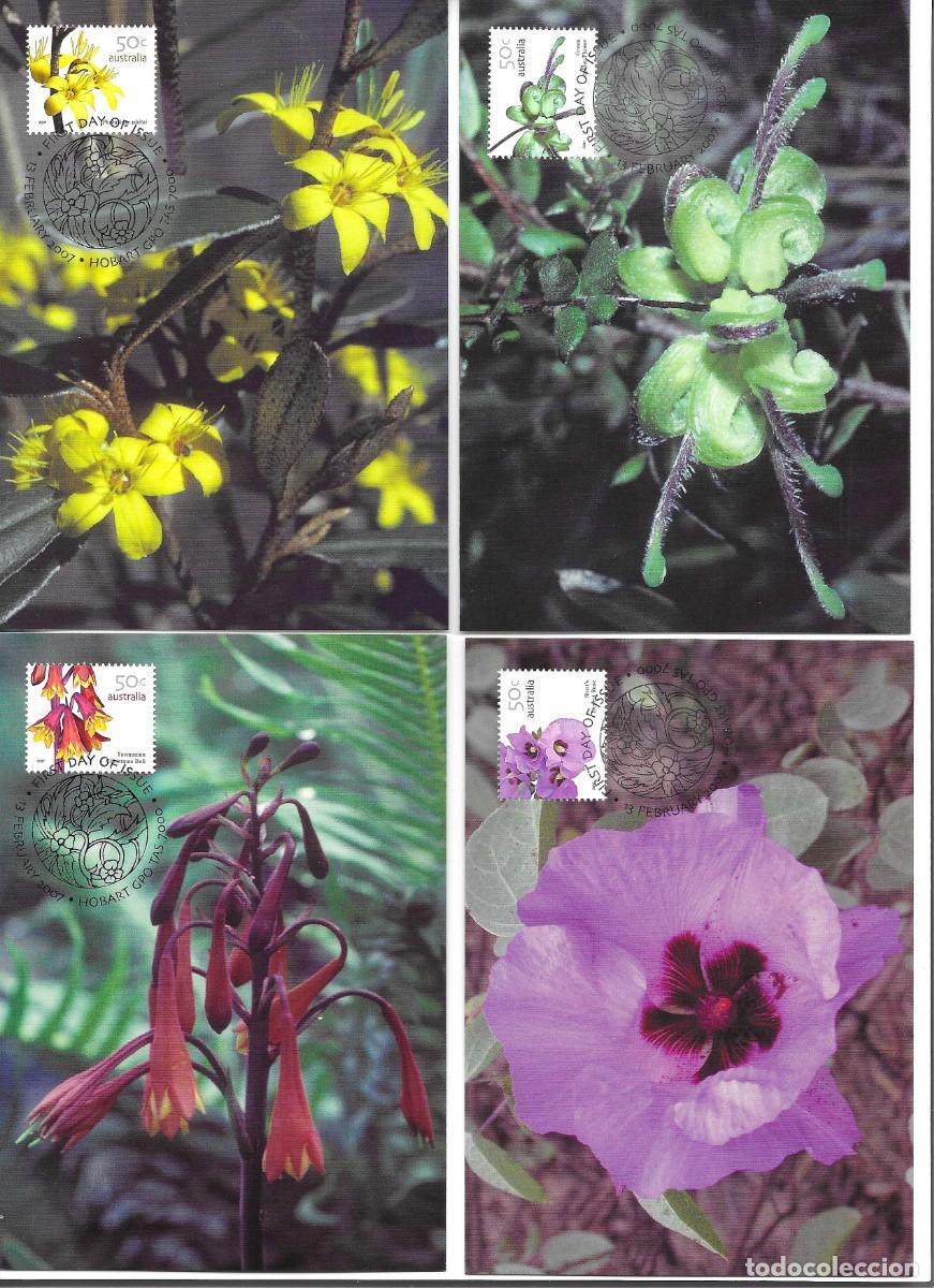 Sellos: Tarjeta M&aacute;xima Australia. Flores. Juego de 4 tarjetas emitidas el 13 Febrero 2007