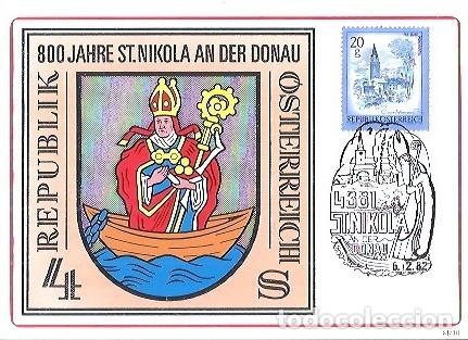 Sellos: ERSTTAG MAXI CARD 800 JAHRE ST NIKOLA AN DER DONAU 1981 AUSTRIA