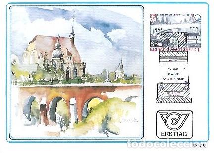 Sellos: ERSTTAG MAXI CARD SONDEMARKE 75 JAHRE II WIENER HOCHQUELLENLEITUNG 1985 AUSTRIA