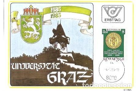 Sellos: ERSTTAG SONDEMARKE 400 JAHRE FRANZENS UNIVERSITAT GRAZ 1985 AUSTRIA