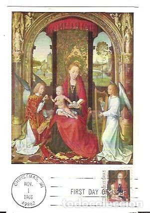 Sellos: POST CARD NATIONAL GALLERY OF ART 41 MADONNA AND CHILD WITH ANGELS BY MEMLING ANDREW MELLON COLLECTI