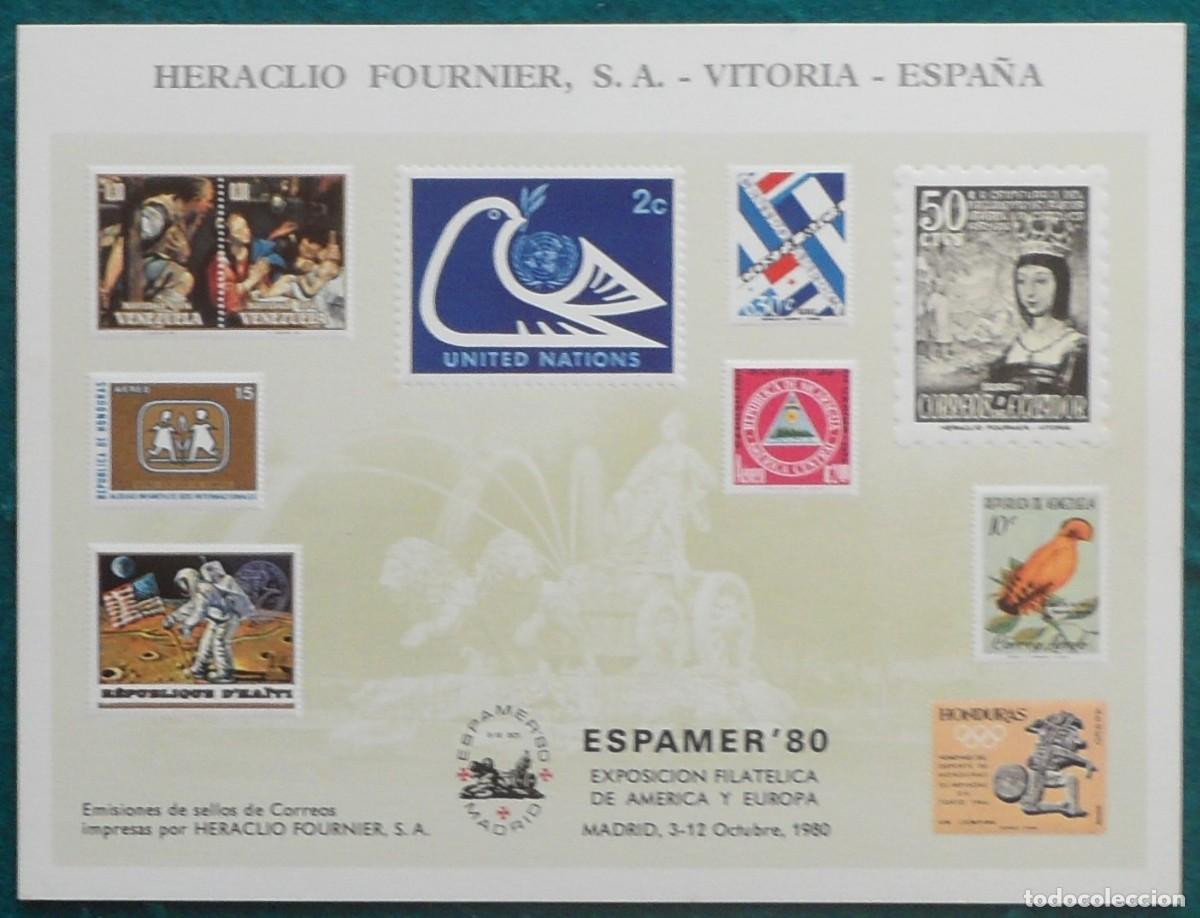 Sellos: 1980-ESPA&Ntilde;A-RECUERDOS FILATELICOS-EXPOSICIONES Y HOMENAJES-VER FOTO-HOJITAS-HOJAS Y TARJETAS