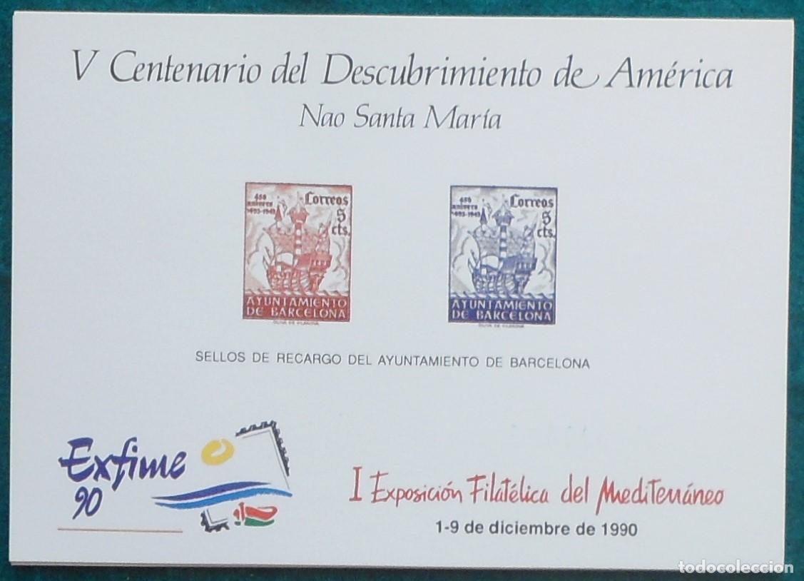 Sellos: 1990-ESPA&Ntilde;A-RECUERDOS FILATELICOS-EXPOSICIONES Y HOMENAJES-VER FOTO-HOJITAS-HOJAS Y TARJETAS