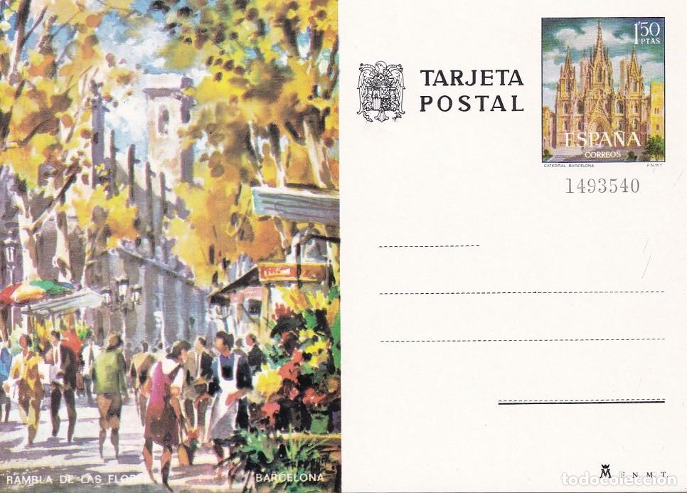 Sellos: Tarjeta entero postal Espa&ntilde;a - Edifil 101 - Rambla de las Flores - Barcelona