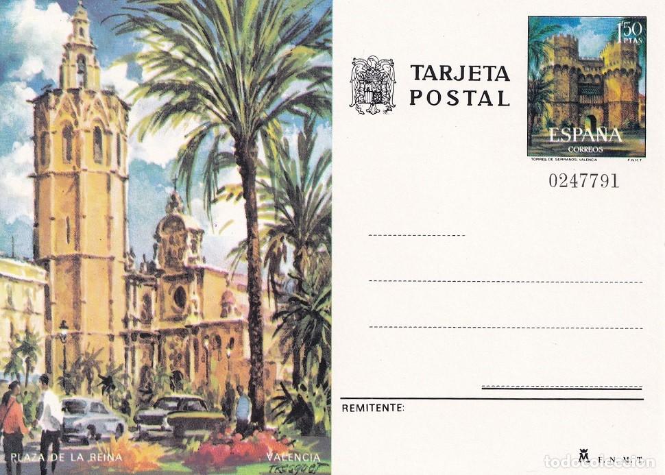 Sellos: Tarjeta entero postal Espa&ntilde;a - Edifil 105 - Plaza de la Reina - Valencia