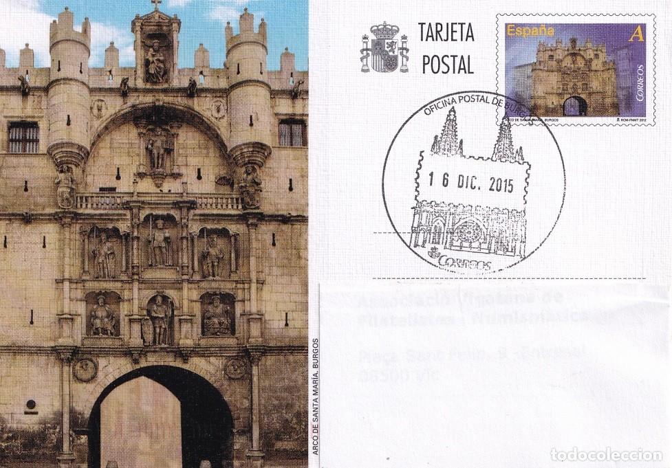 Sellos: Tarjeta entero postal Espa&ntilde;a 2015 - Arco de Santa Mar&iacute;a - Burgos - Felicitaci&oacute;n navide&ntilde;a 2016 FESOFI