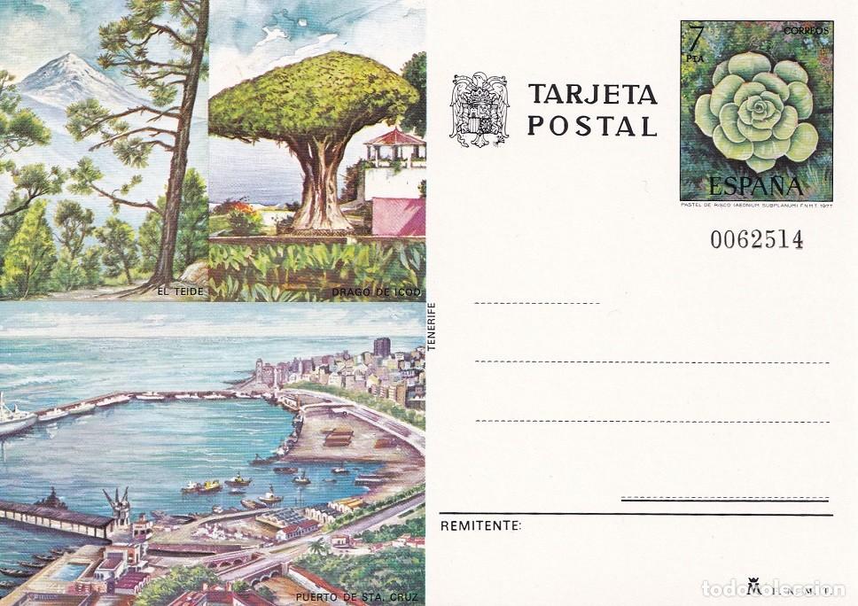 Sellos: Tarjeta entero postal Edifil 116 - Tenerife - El Teide - Drago de Icod - Puerto de Santa Cruz