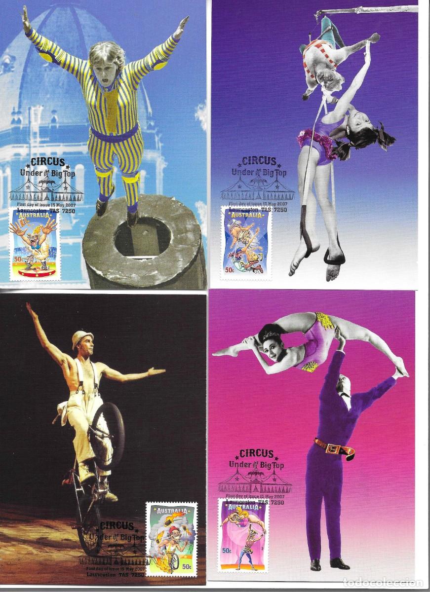 Stamps: Tarjetas M&aacute;ximas Australianas. El Circo. Cinco tarjetas emitidas el 13 Mayo 2007