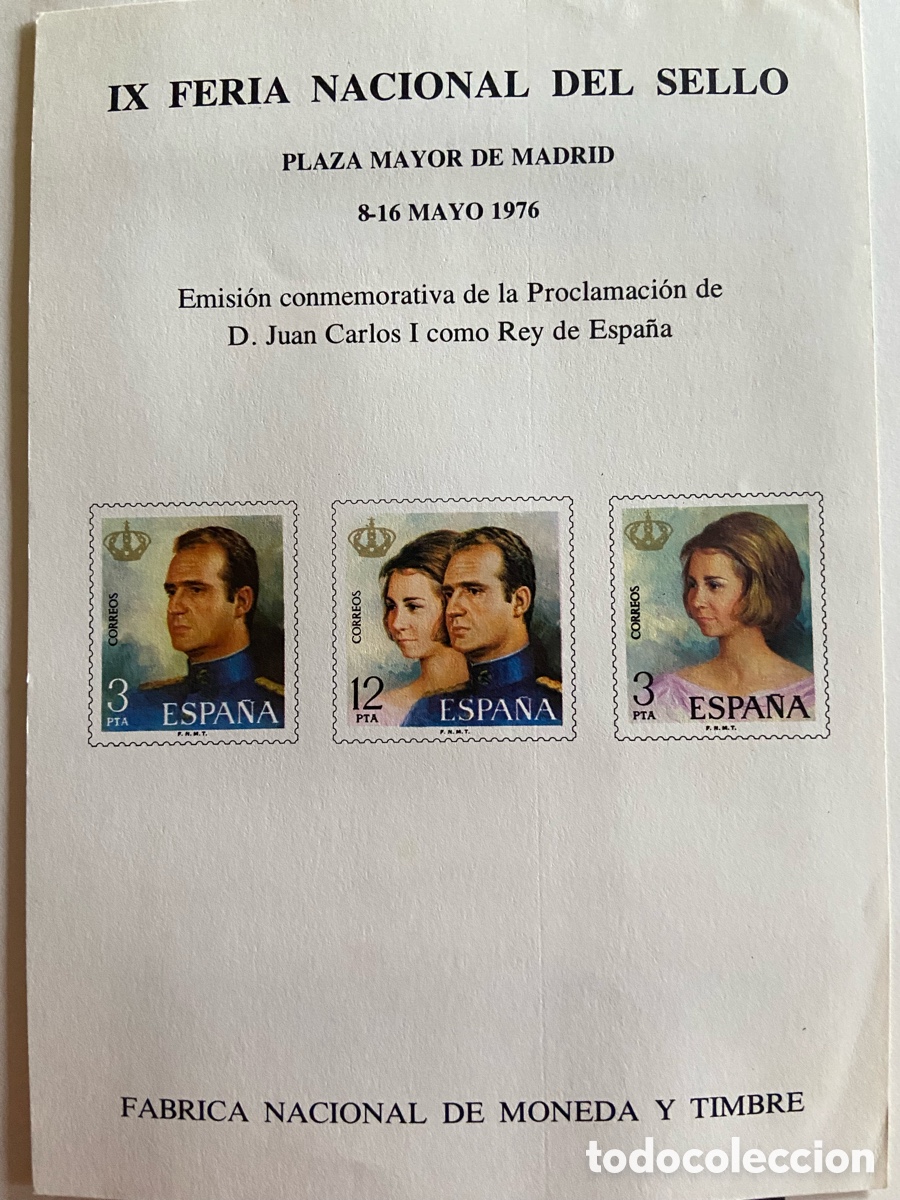 Sellos: TARJETA: 1976 MADRID. IX FERIA NACIONAL DEL SELLO - PLAZA MAYOR