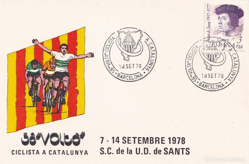 Sellos: Tarjeta Barcelona 1978 - 58 Volta Ciclista a Catalunya - S.C. de la U.D de Sants