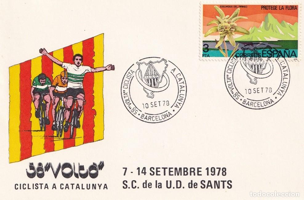Sellos: Tarjeta Barcelona 1978 - 58 Volta Ciclista a Catalunya - S.C. de la U.D de Sants