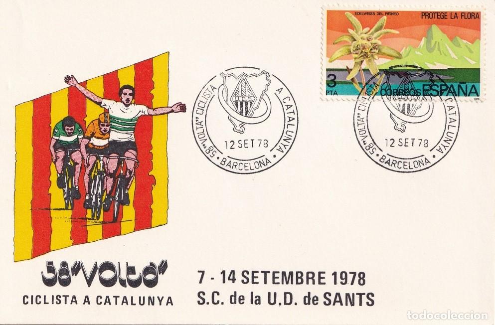 Sellos: Tarjeta Barcelona 1978 - 58 Volta Ciclista a Catalunya - S.C. de la U.D de Sants