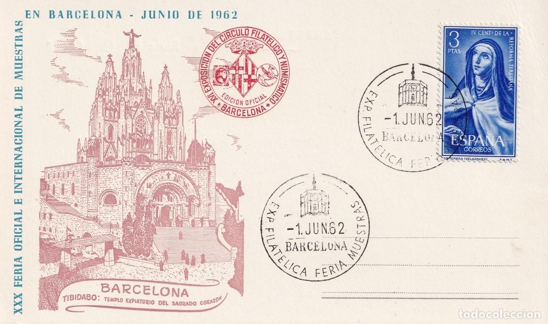 Sellos: Tarjeta Barcelona 1962 - XXX Feria Oficial e Internacional de Muestras en Barcelona - Tibidabo