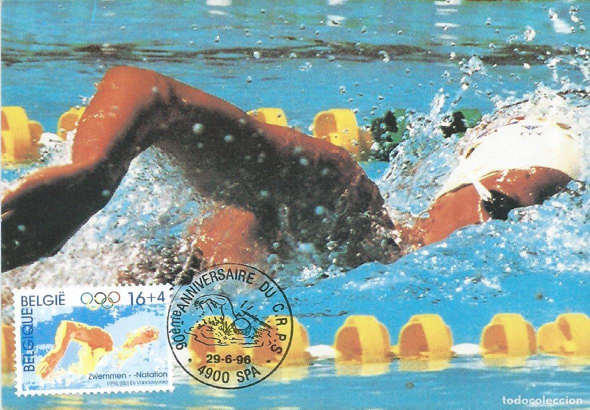Briefmarken: 1996. B&Eacute;LGICA/BELGIUM. M&Aacute;XIMA/MAXIMUM CARD. NATACI&Oacute;N. YT 2653. JJ. OO. ATLANTA. DEPORTES/SPORTS.