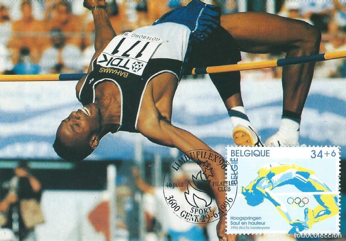 Briefmarken: 1996. B&Eacute;LGICA/BELGIUM. M&Aacute;XIMA/MAXIMUM CARD. ATLETISMO. YT 2654. JJ. OO. ATLANTA. DEPORTES/SPORTS.