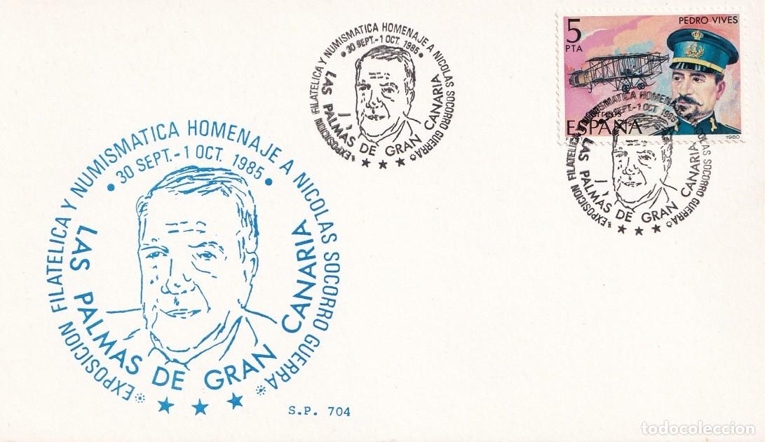 Briefmarken: Tarjeta Las Palmas de Gran Canaria 1985 - Nicol&aacute;s Socorro Guerra - Exposici&oacute;n filat&eacute;lica y numism.
