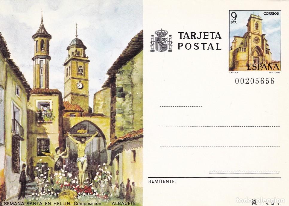 Sellos: Tarjeta entero postal Edifil 127 - Semana Santa en Hell&iacute;n ( Albacete ) - Composici&oacute;n - Turismo 1982