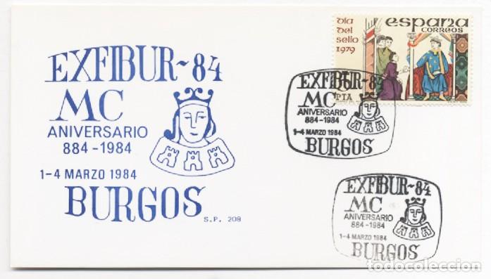 Sellos: TARJETA MAXIMA EXFIBUR-84 ANIVERSARIO MC 884 -1984 S.P 208 BURGOS 1984