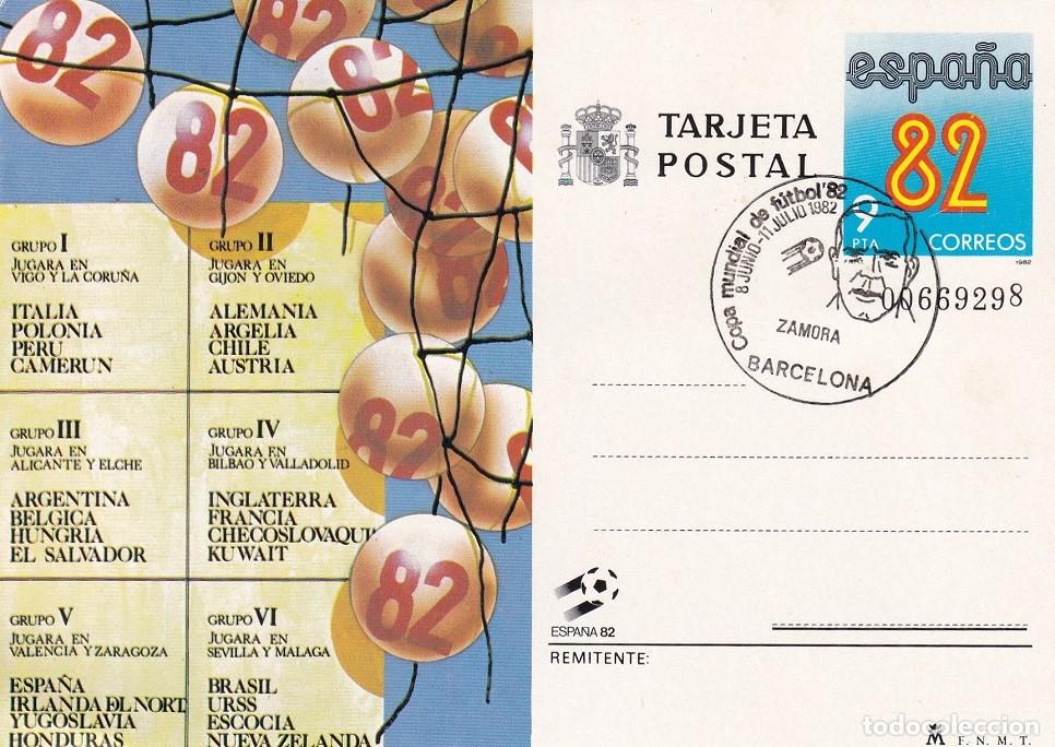 Sellos: Tarjeta entero postal Espa&ntilde;a 82 - Sorteo Grupos Mundial 1982 - Numerada - Matasellos : Zamora