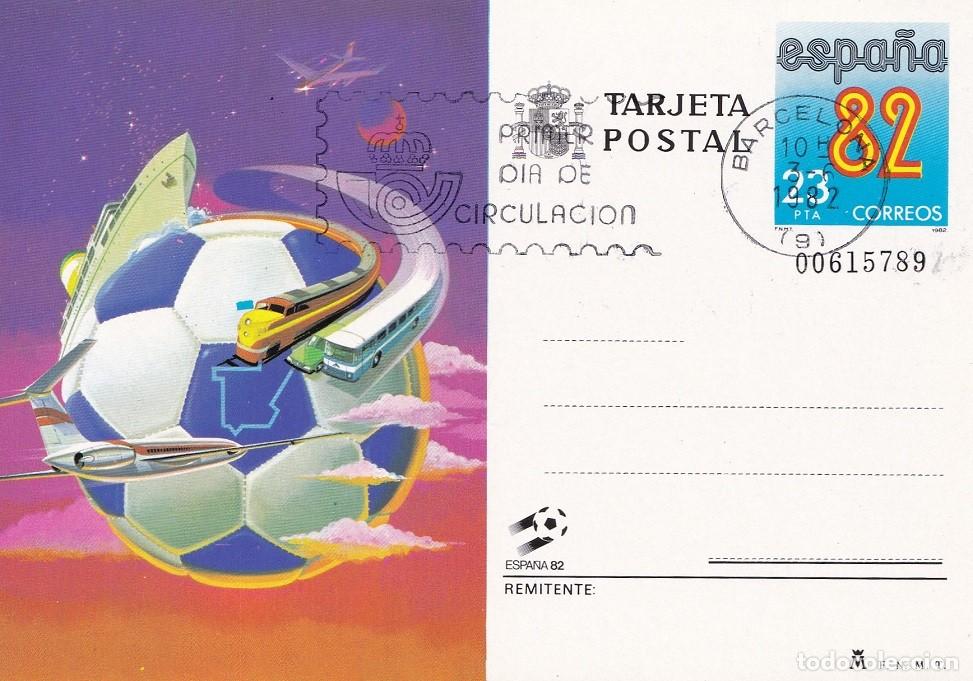 Sellos: Tarjeta entero postal Espa&ntilde;a 82 Medios de transporte - Copa Mundial de F&uacute;tbol de 1982 - Numerada