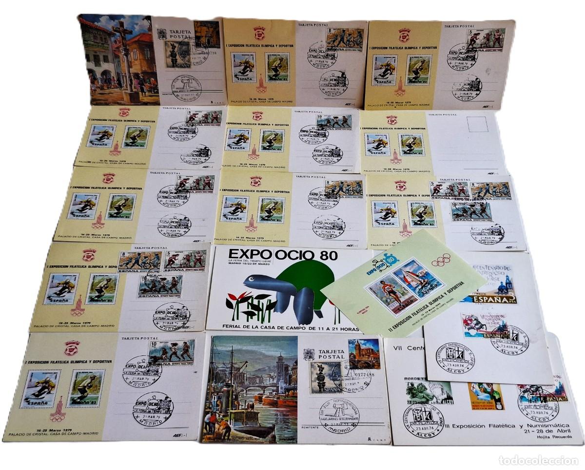 Briefmarken: LOTE DE TARJETAS POSTALES Y HOJITA DE SELLOS STAMP VARIOS