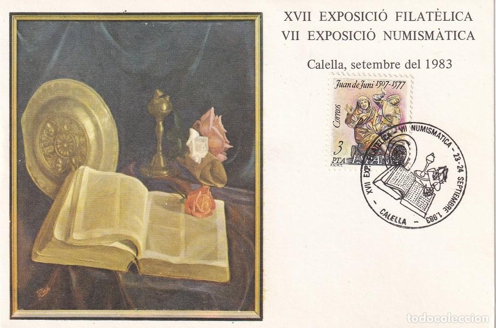 Sellos: Tarjeta Calella 1983 - XVII Exposici&oacute; Filat&egrave;lica VII Exposici&oacute; Numism&agrave;tica Matasellos conmemorativo