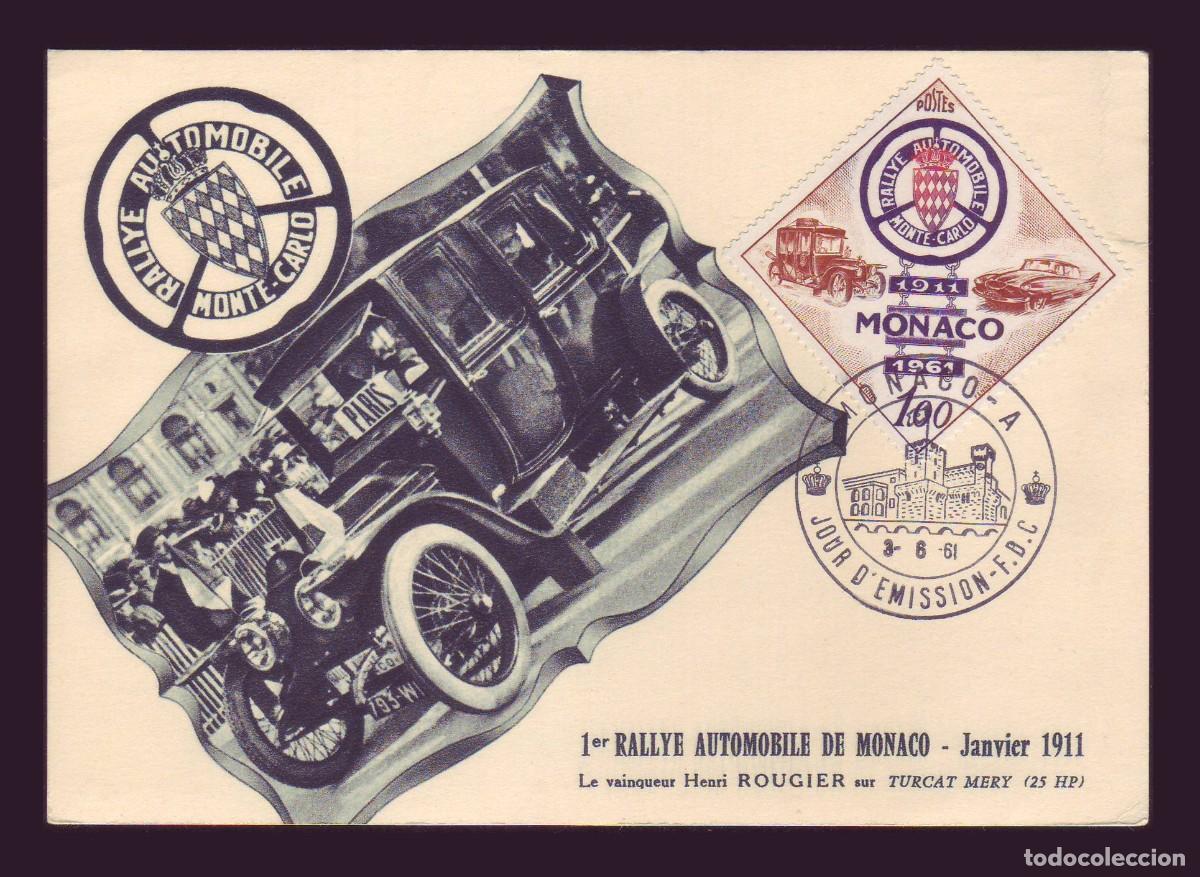 Sellos: Tarjeta M&aacute;xima de Primer D&iacute;a (FDC) M&oacute;naco, 1961 | Rally de Montecarlo | Yv: 555 / Mi: 665