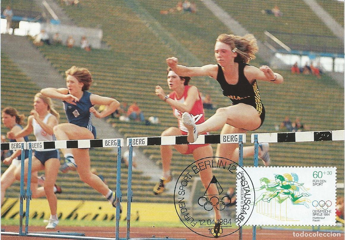 Sellos: 1984. BERL&Iacute;N. M&Aacute;XIMA/MAXIMUM CARD. YT 677. CARRERA. ATLETISMO/ATHLETICS. JJ. OO. DEPORTES/SPORTS.