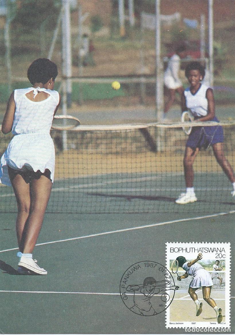 Stamps: 1987. BOPHUTHATSWANA. M&Aacute;XIMA/MAXIMUM CARD. YVERT 182. TENIS/TENNIS. DEPORTES/SPORTS.