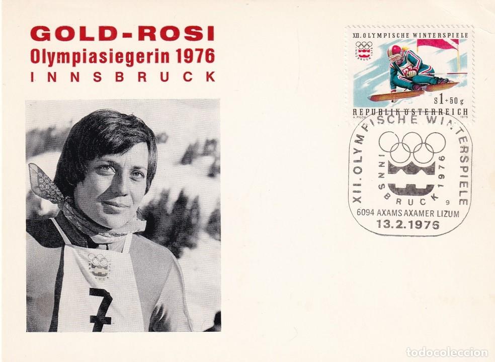 Timbres: Austria 1975 Axams - Rosi Mittermaier Gold-Rosi Campeona Ol&iacute;mpica 1976 INNSBRUCK - Juegos Ol&iacute;mpicos