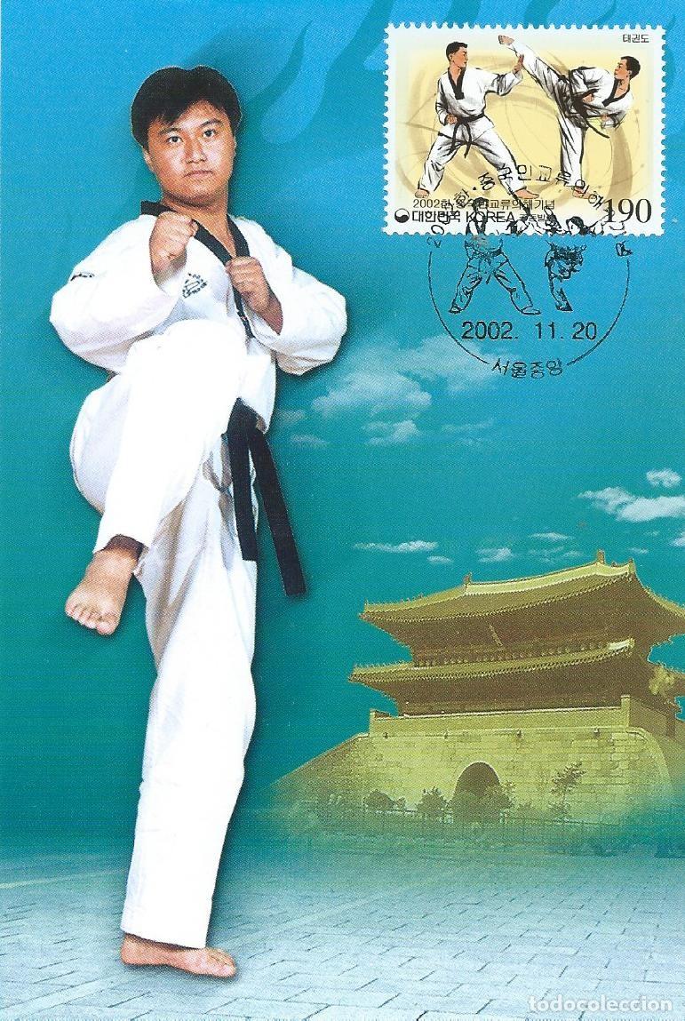 Sellos: 2002. COREA DEL SUR/SOUTH KOREA. M&Aacute;XIMA/MAXIMUM CARD. TAEKWONDO. ARTES MARCIALES. DEPORTES/SPORTS.