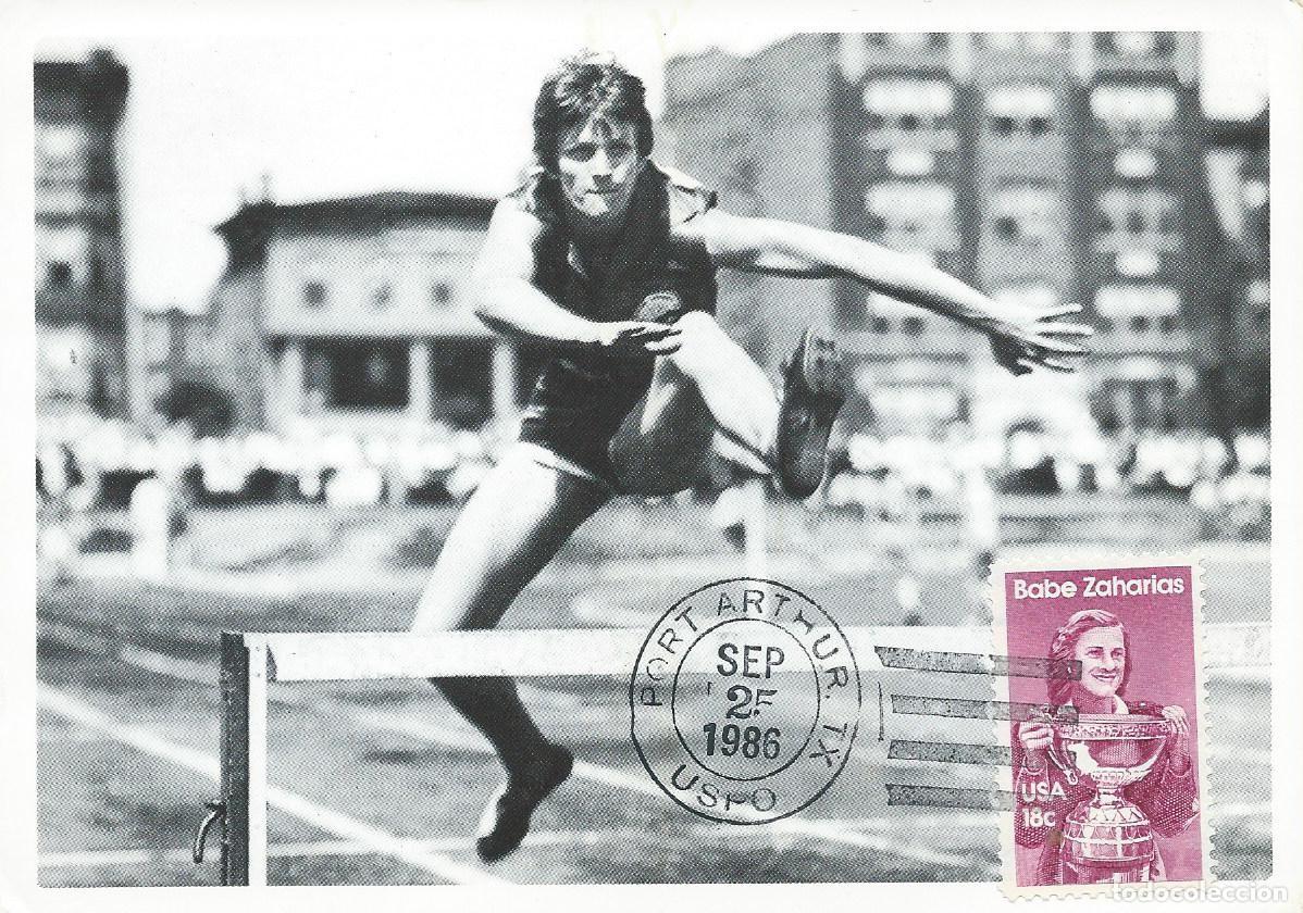 Stamps: 1986. ESTADOS UNIDOS/USA. M&Aacute;XIMA/MAXIMUM CARD. BABE ZAHARIAS. ATLETA. YT 1354. DEPORTES/SPORTS.