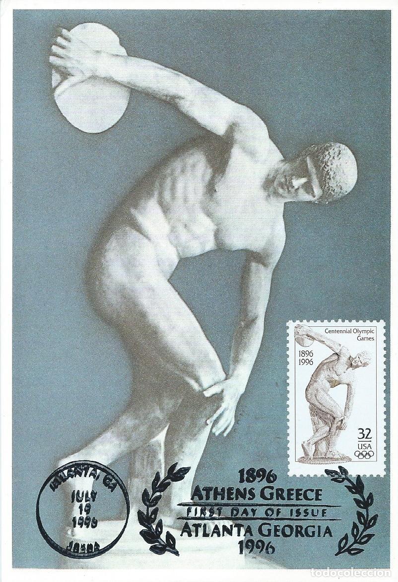 Sellos: 1996. ESTADOS UNIDOS/USA. M&Aacute;XIMA/MAXIMUM CARD. DISC&Oacute;BOLO. CENT. JJ. OO. YT 2529. DEPORTES/SPORTS.