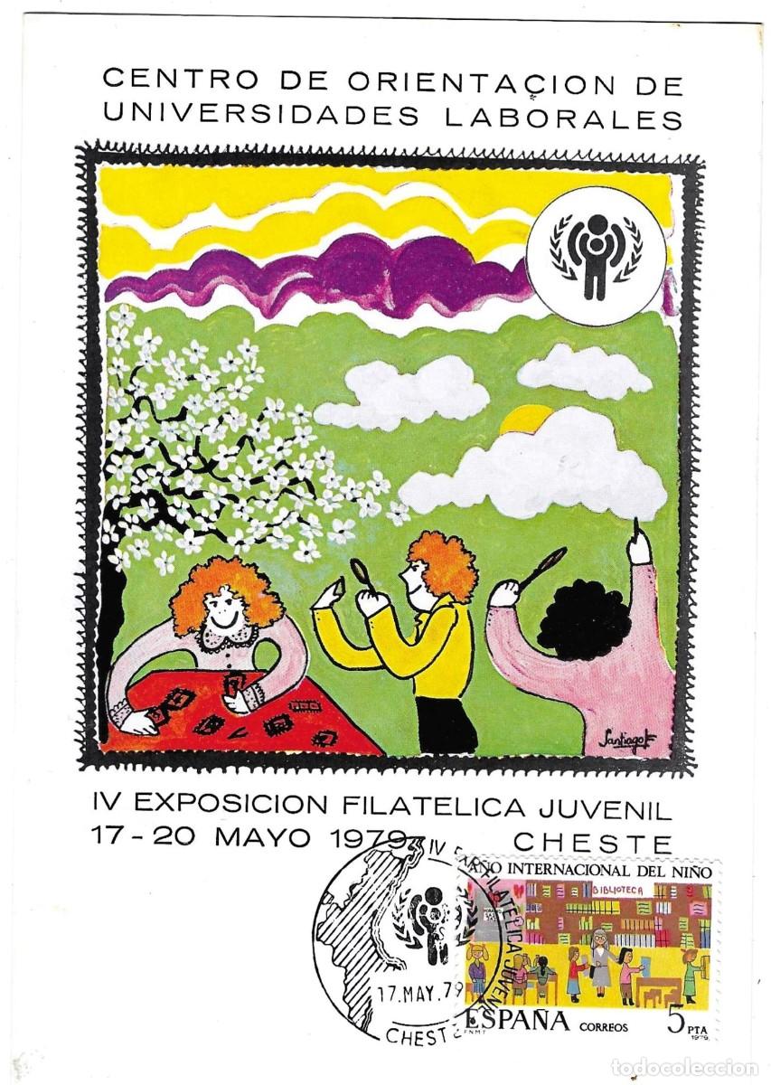 Sellos: Tarjeta IV Exposici&oacute;n Filat&eacute;lica Juvenil. Cheste 1979. ref. 28-212
