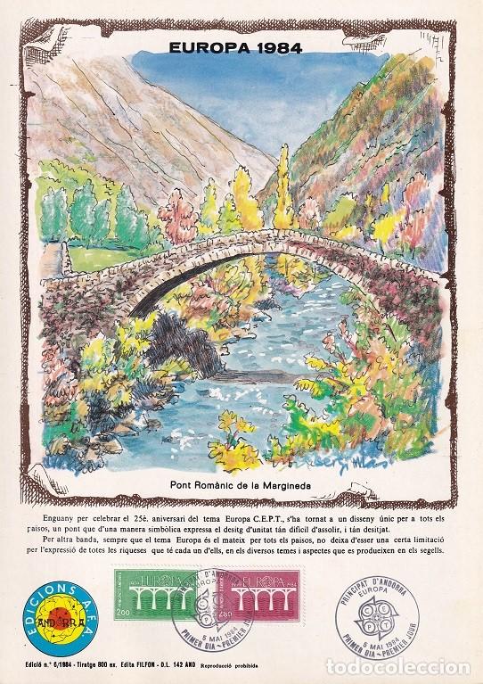 Sellos: Andorra 1984 N&ordm; 6 Tirada 800 - Dise&ntilde;o com&uacute;n Puentes - Europa - Pont Rom&agrave;nic de la Margineda