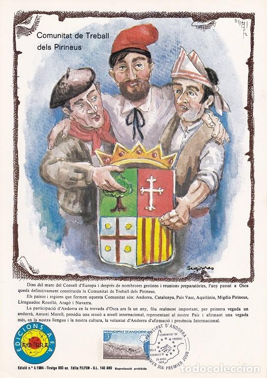 Stamps: Andorra 1984 N&ordm; 4 Tirada 800 - Comunitat de Treball dels Pirineus Comunidad laboral de los Pirineos