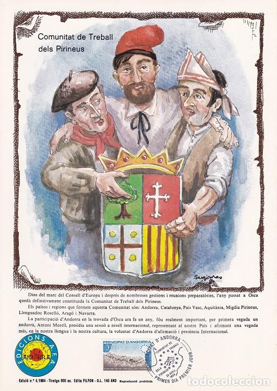 Sellos: Andorra 1984 N&ordm; 4 Tirada 800 - Comunitat de Treball dels Pirineus Comunidad laboral de los Pirineos
