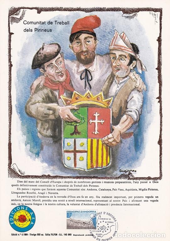 Sellos: Andorra 1984 N&ordm; 4 Tirada 800 - Comunitat de Treball dels Pirineus Comunidad laboral de los Pirineos
